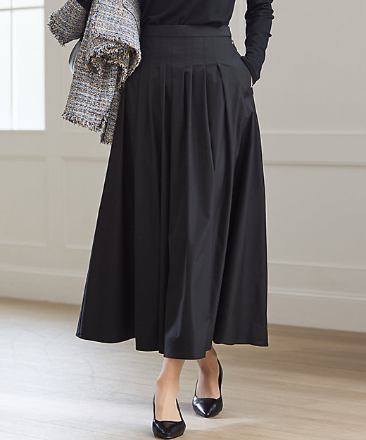 撥水加工／洗える】ブライトタフタ タック スカート