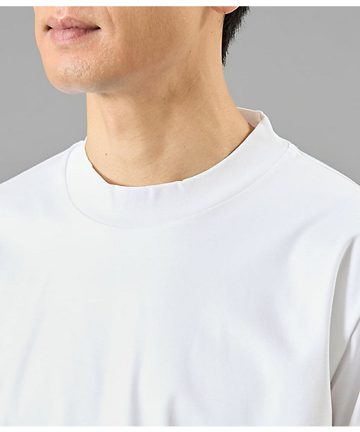 NY CARE FREE 長袖 モックネック ドレスTシャツ（ホワイト