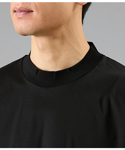 NY CARE FREE 長袖 モックネック ドレスTシャツ（ブラック