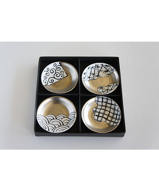 豆皿 「繁栄」4枚セット Japan Snow 若竹・地紋・唐草・青海