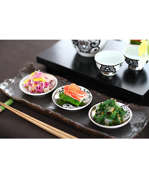 豆皿 「繁栄」4枚セット Japan Snow 若竹・地紋・唐草・青海