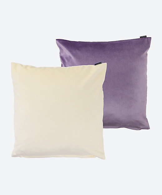ベルベットクッションカバー2枚セット C アイボリー／パープル