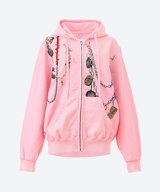 EMBROIDERED CHAIN ZIP―UP HOODIE