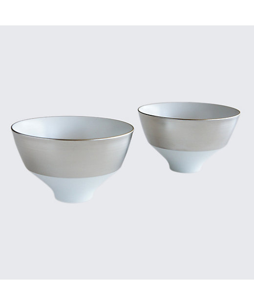 段付飯碗 プラチナ 2個セット 化粧箱入 | ARITA PORCELAIN LAB/アリタ