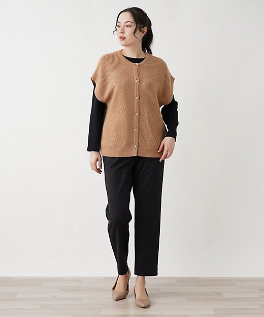 カシミヤクルーネックニットベスト | Leilian plus house (Women