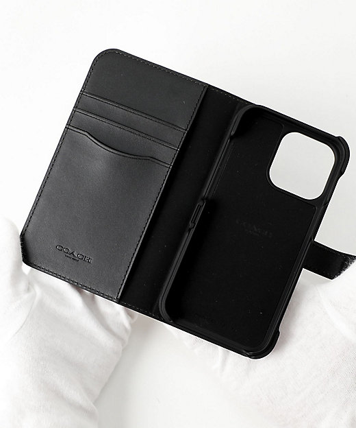 新品☆COACH(コーチ)ブラック シグネチャー スマホケース iPhone15