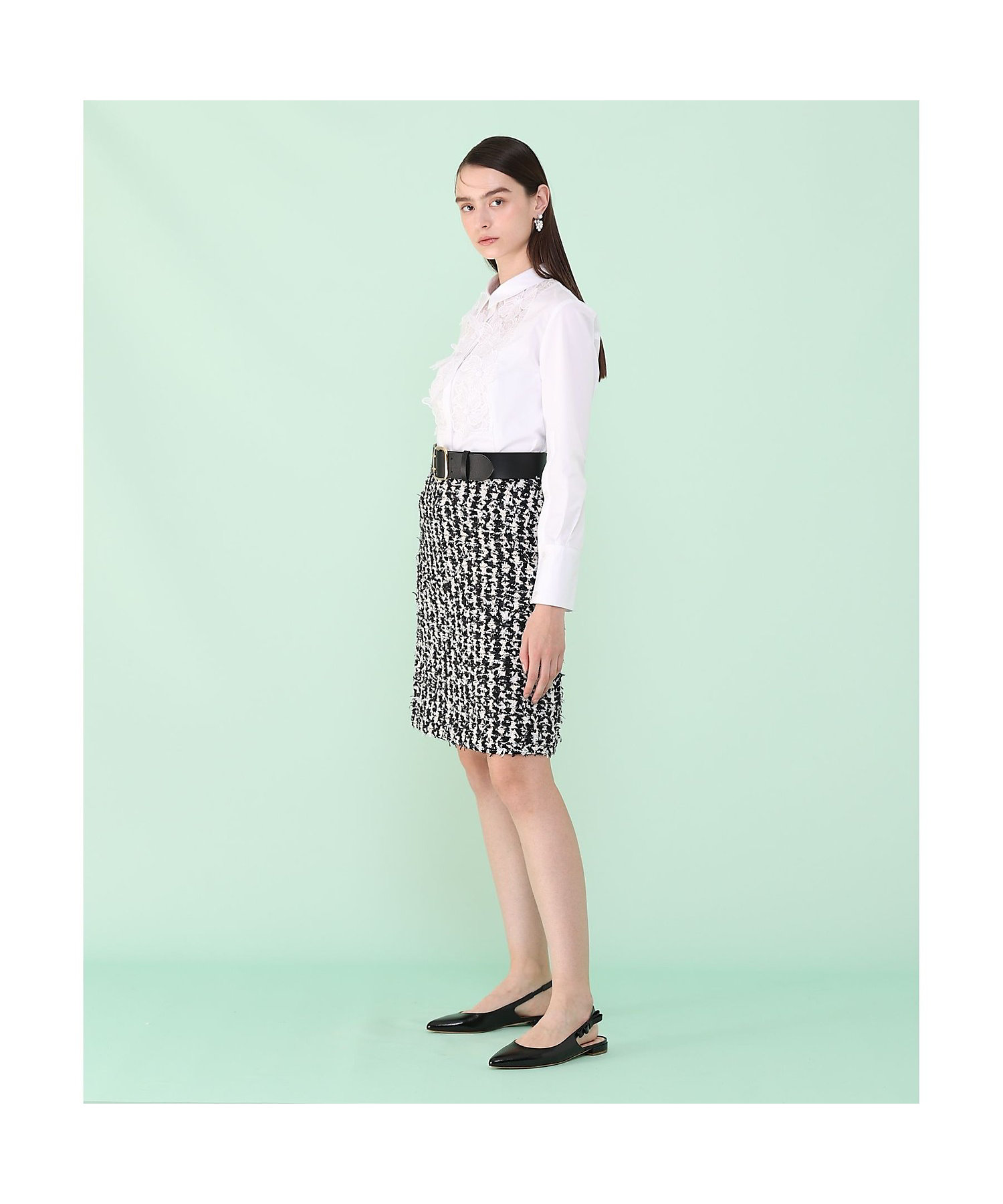 セットアップ対応商品】モノトーンチェックツイードミニ スカート