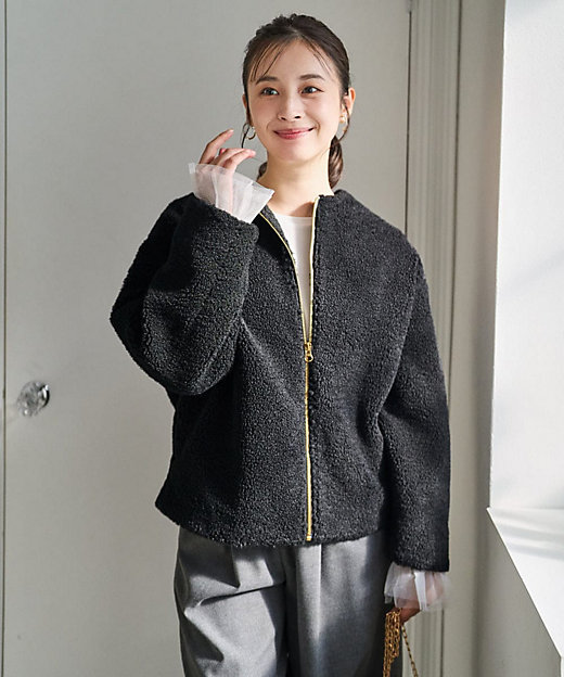 小さいサイズ】ノーカラーボアブルゾン／洗える | MK MICHEL KLEIN