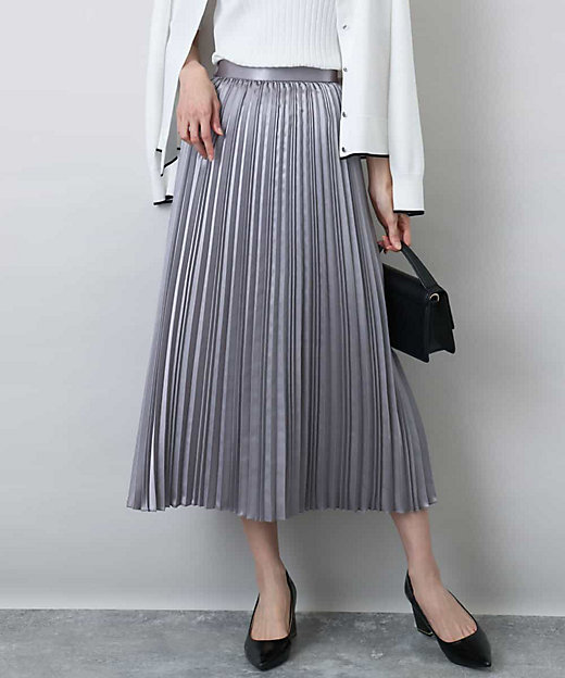 シャイニーサテンプリーツスカート／洗える | MK MICHEL KLEIN (Women