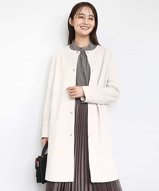 フェイクスウェードノーカラーコート／洗える | MK MICHEL KLEIN