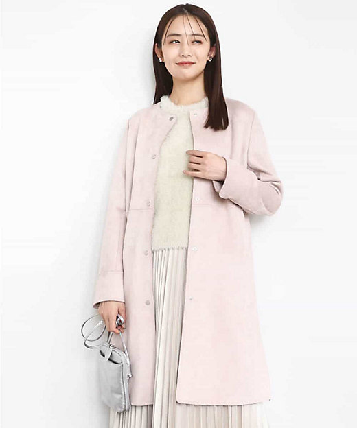 フェイクスウェードノーカラーコート／洗える | MK MICHEL KLEIN