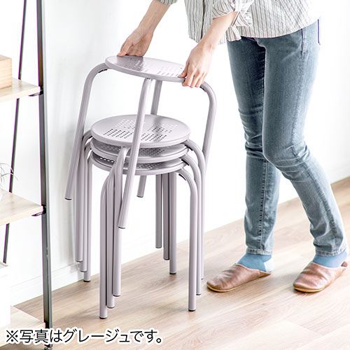 スチールスツール 高さ44cm おしゃれ 丸椅子 ベージュ EEX-CHS04BG YK