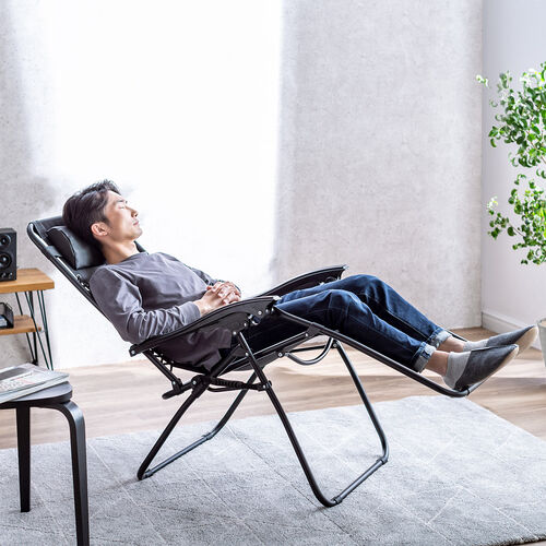 リクライニングチェア 無重力チェア 折りたたみ式 ブラック 150