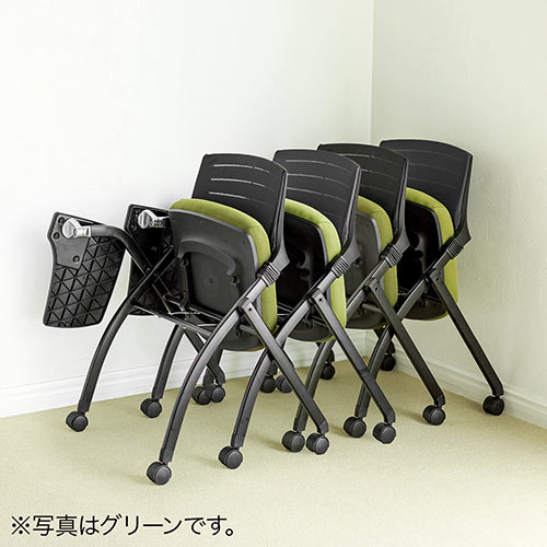 メモ台付き ミーティングチェア キャスター付き 水平スタッキング