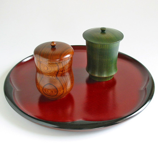 福梅盆 溜 木製 漆塗り トレー 漆器の井助