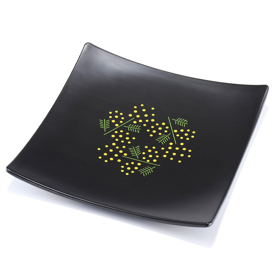 MIMOSA プレート(角皿) 黒/白 漆塗り 漆器の井助