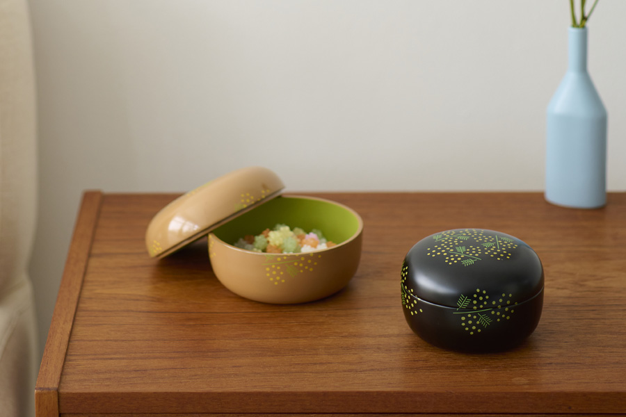 MIMOSA ボンボニエール 小 黒/白 漆塗り 漆器の井助