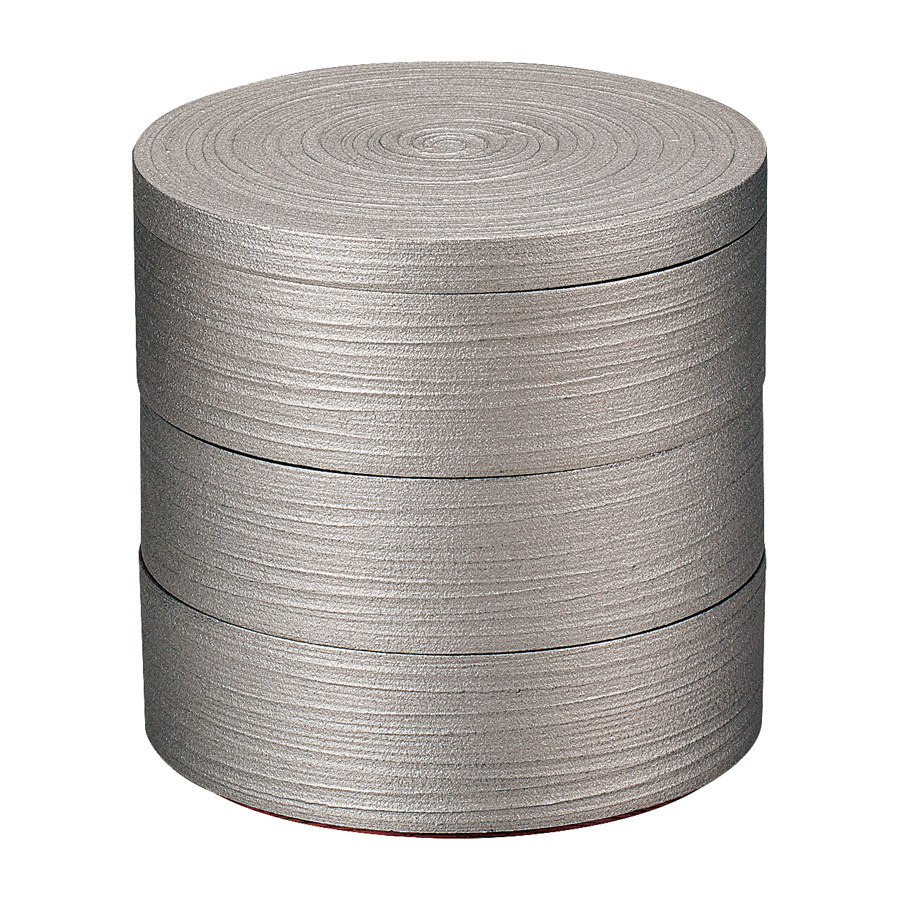 三段重箱 銀さび 木製 漆塗り FC6-7 漆器の井助