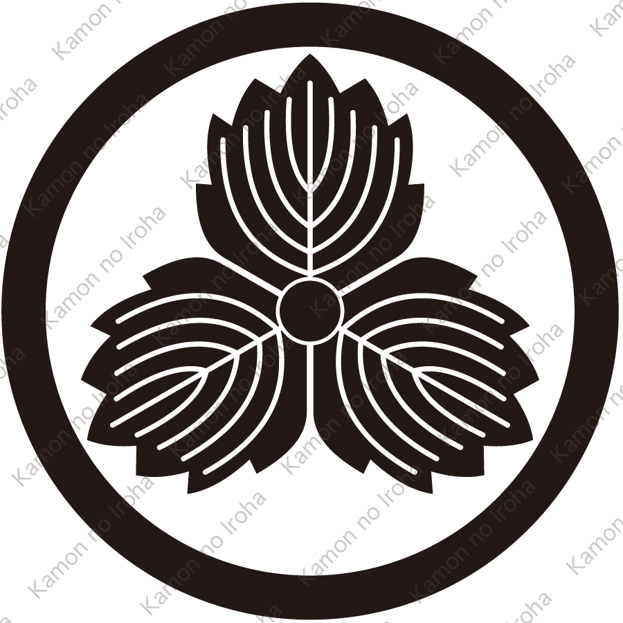 中輪に鬼三つ柏紋（ちゅうわにおにみつかしわ）：家紋のいろは