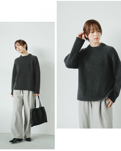evam eva エヴァムエヴァ リニュー ウール ラグラン ニット プル