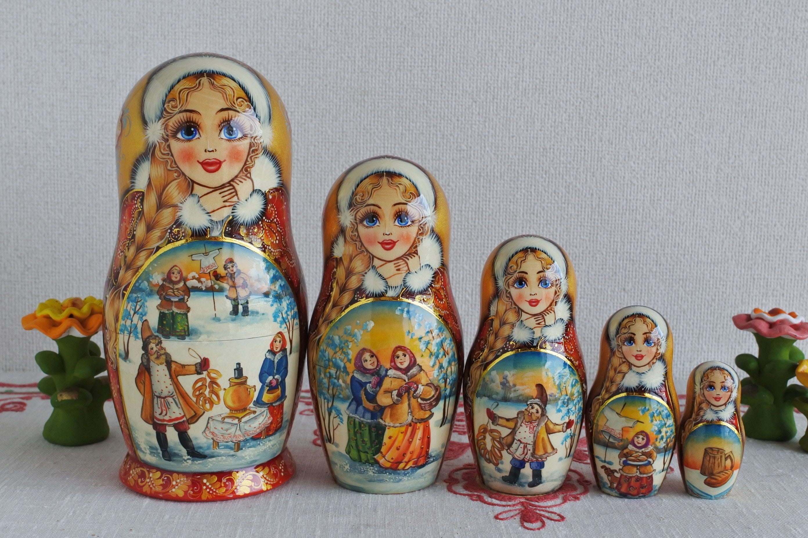 ナターリャ・ベルシーニナのマトリョーシカ 作家もの 花 キーロフ