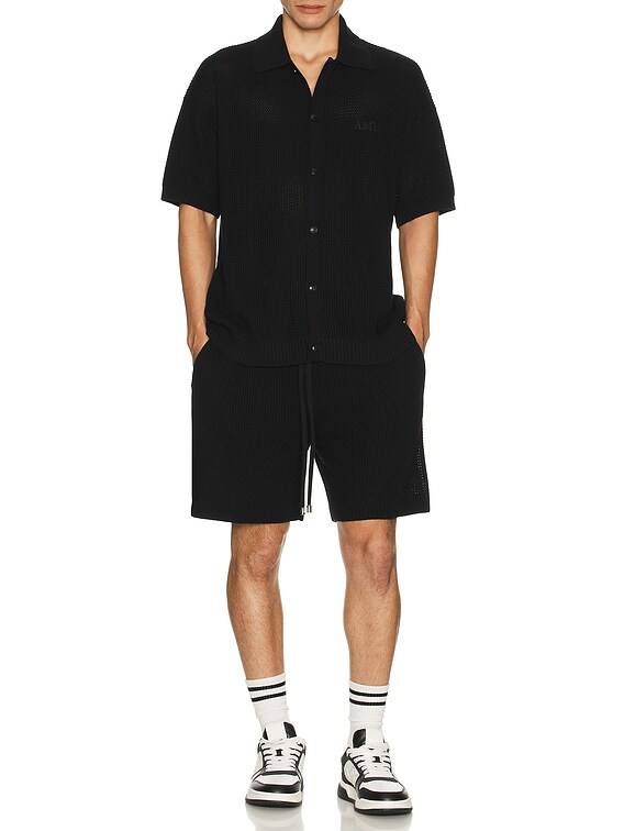 Amiri Crochet Mesh Shirt in Black | FWRD