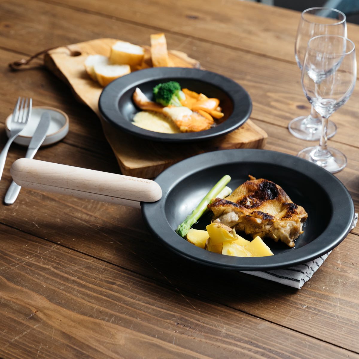 FRYING PAN JIU】フライパンS+Mサイズ ハンドルセット ブナ | itomani