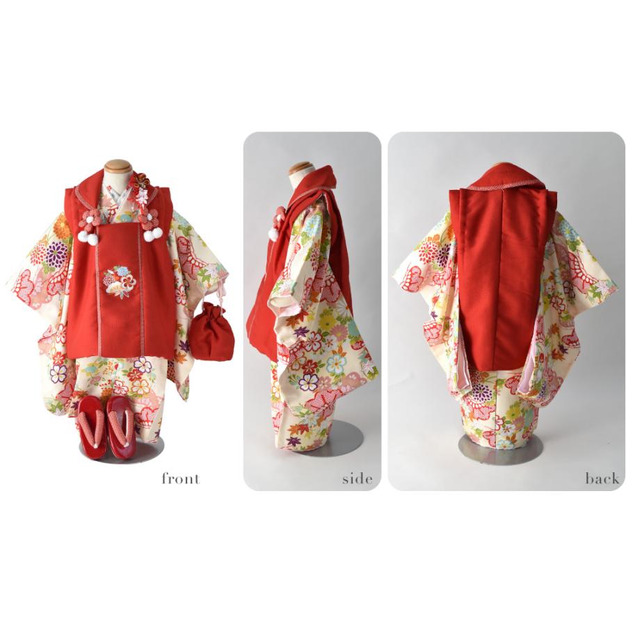 なごみや 七五三 着物 3歳 販売 袷用 小町kids 被布セット 古典柄 髪