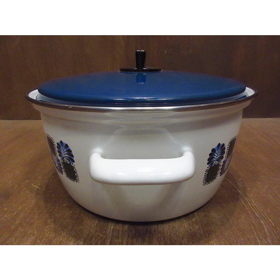 ビンテージ○Austria email蓋付きホーロー両手鍋○230126i6-tbwrレトロ