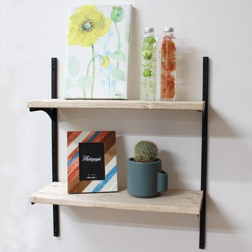 WAKI 和気産業 ピラシェル棚セット 1×4材 2枚用 黒 壁掛収納 賃貸