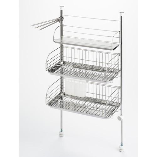 ヨシカワ 水切りラック 突っ張り 3段 日本製 ステンレス 三段 収納棚