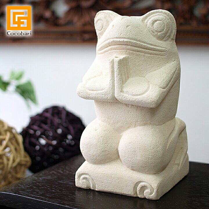 カエルの石像(お祈り)(S) 置物 オブジェ 石 玄関 縁起物 おしゃれ