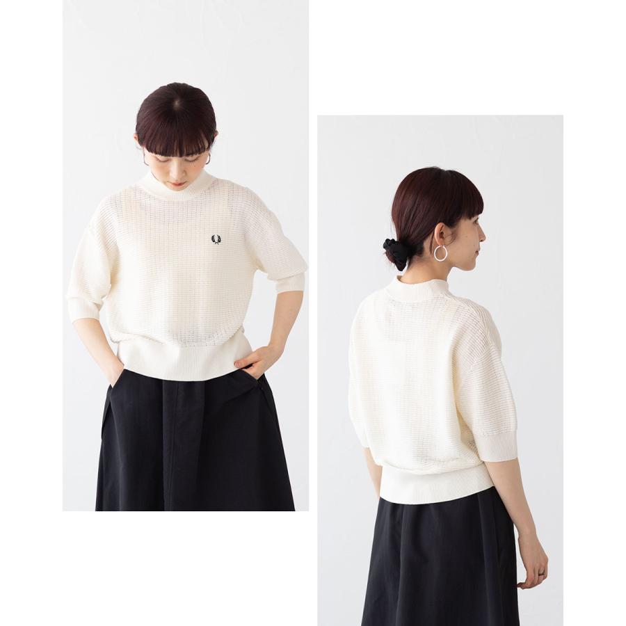 FRED PERRY（フレッドペリー） テクスチャード ハイネック 半袖 ニット