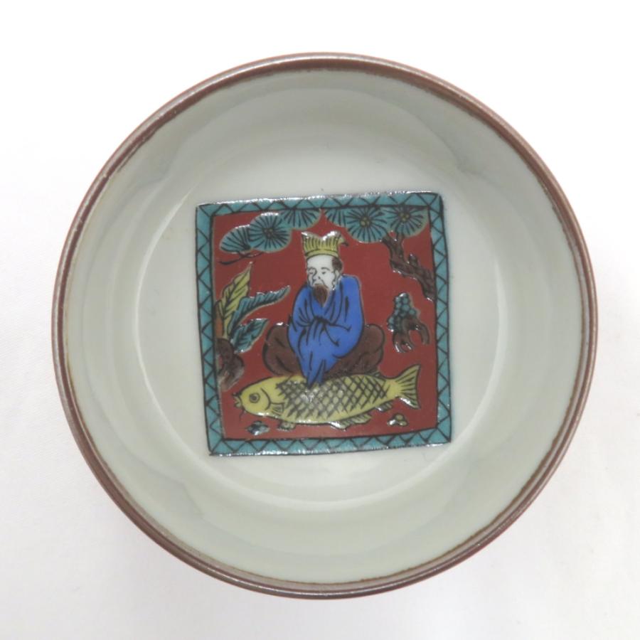 九谷焼 骨董・民芸品 九谷石盛 石盛造 時代盃 酒器 酒盃 おちょこ 6客