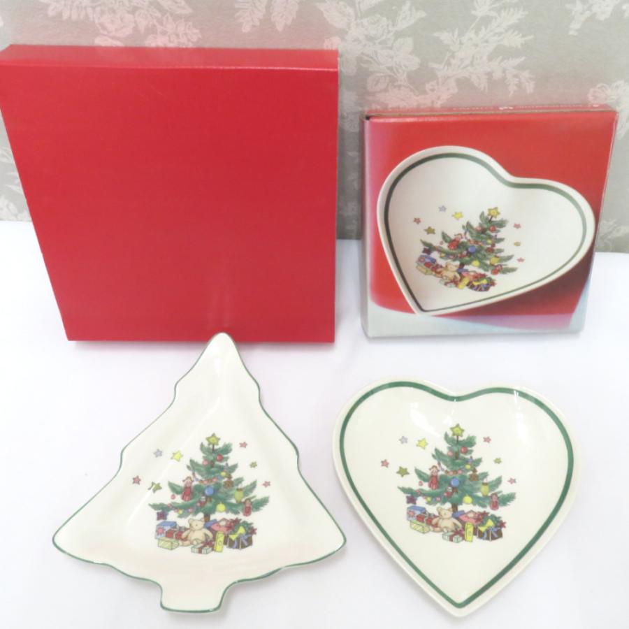 NIKKO（ニッコー） 食器 クリスマスプレート 小皿 ハート ツリー 2点