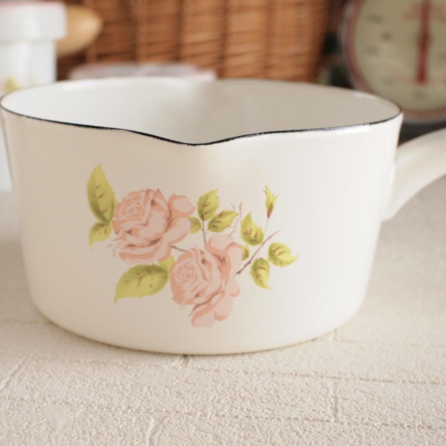 イマン ダイアナローズ 両口片手鍋 ホーロー ミルクパン アンティーク