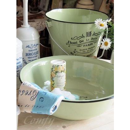 新ロゴ♪ ホーロー雑貨 ホーロー 洗面器 グリーン 北欧雑貨 カントリー