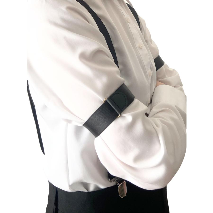 haoa アームバンド 艶ありゴム 革タブ アームベルト 2個セット アーム