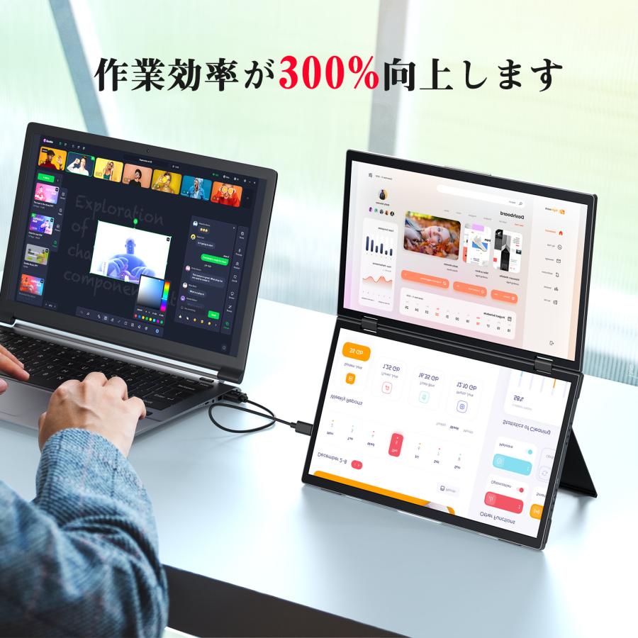新品】デュアル モバイルモニター 15.6インチ FHD1080P 2画面モニター