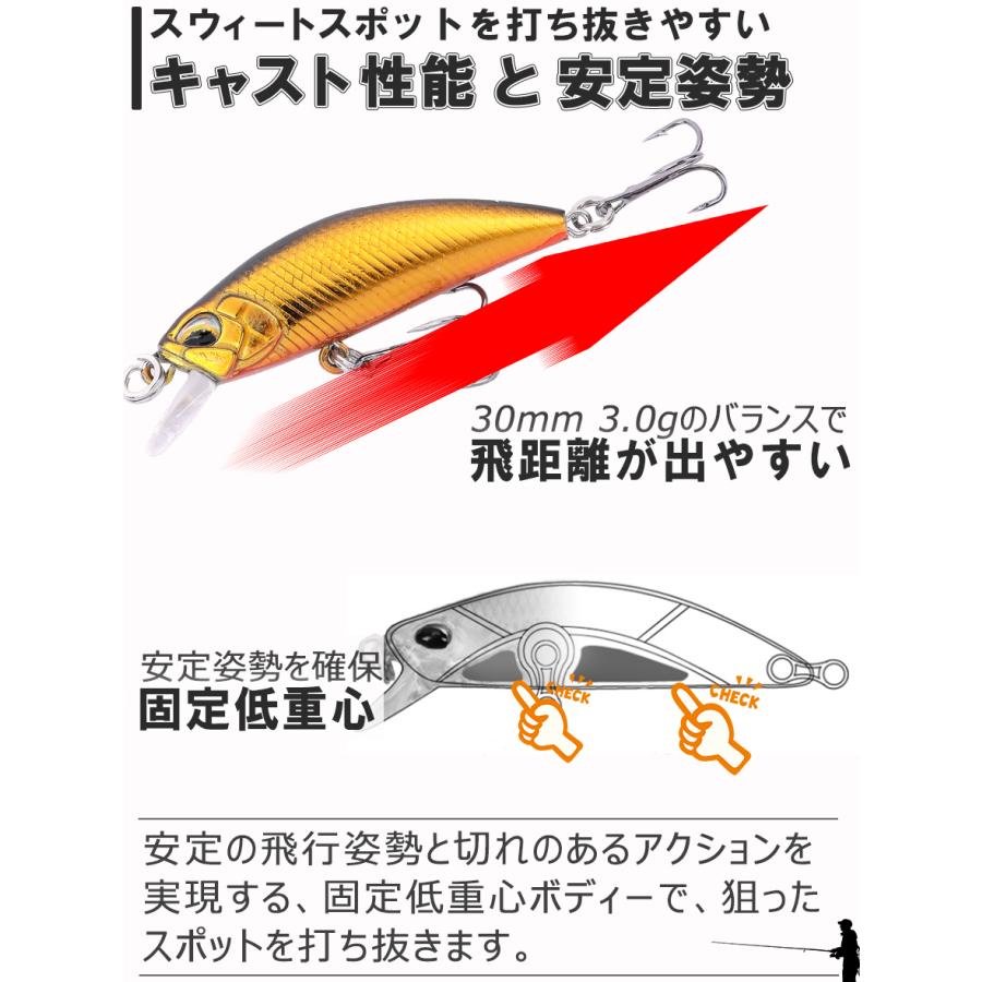 渓流ルアー トラウト ミノー セット 38mm 3.0g 5個 シンキング 扁平 平