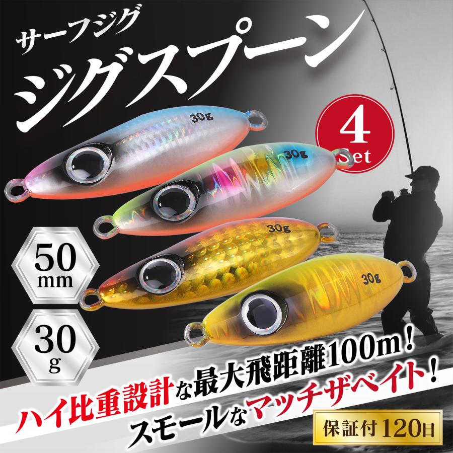 メタルジグ 30g 4セット ジグ セット サーフ ジグスプーン ヒラメ 青物