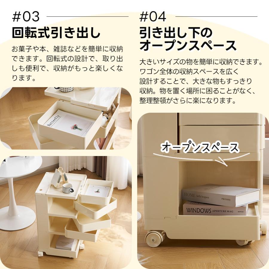 ワゴン キャスター付き 2段 3段 トレイ おしゃれ 回転 回転式 キッチン