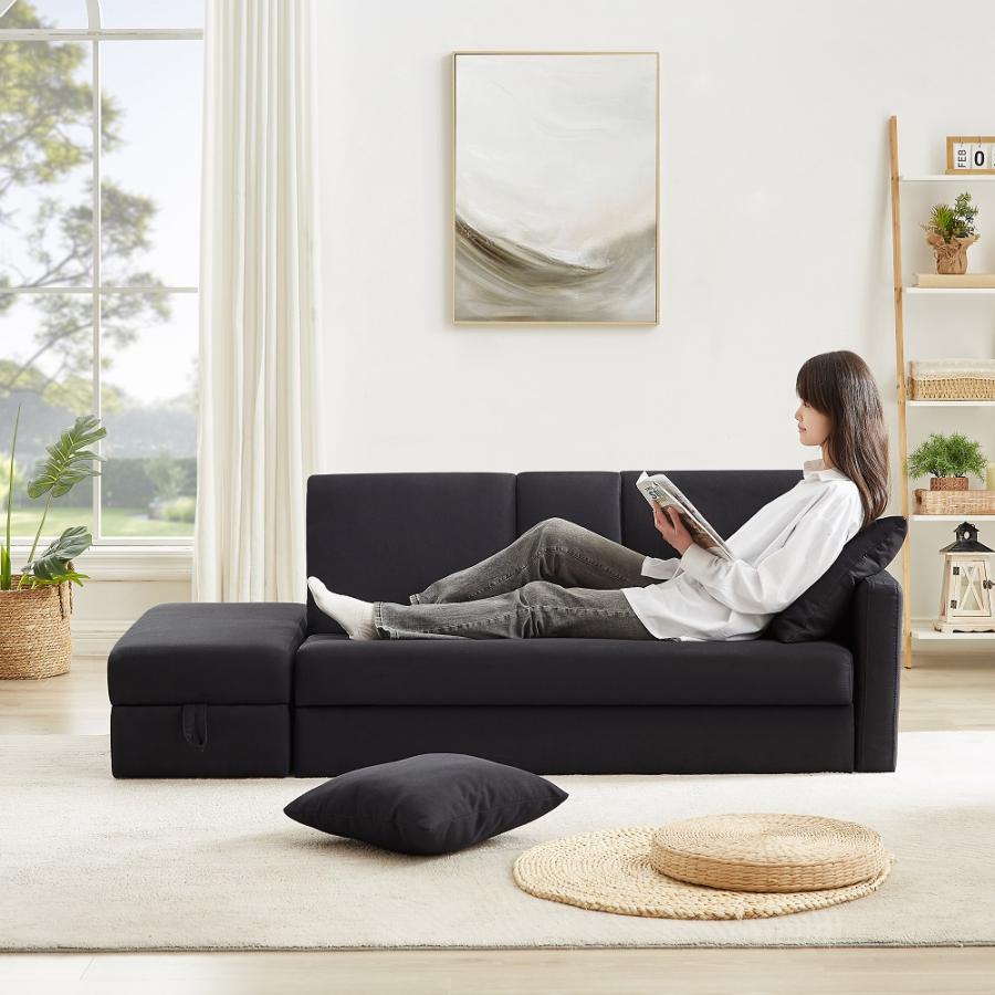 ソファ ソファーベッド 3人掛け カウチソファ 収納付き オットマン付き