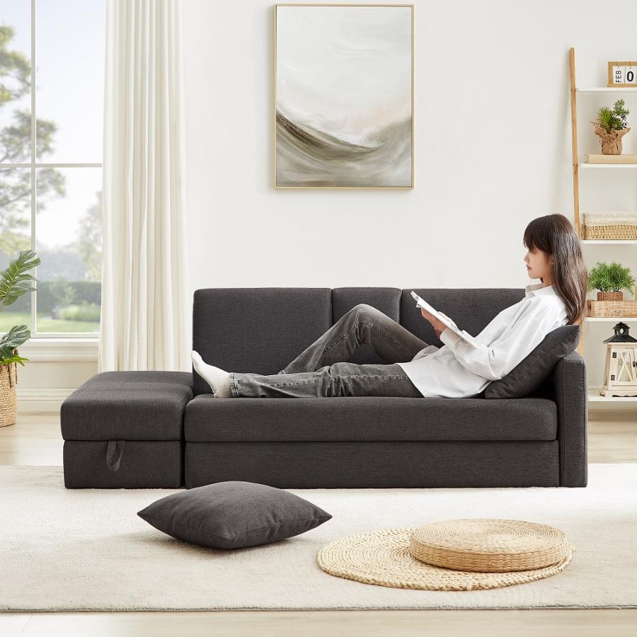 ソファ ソファーベッド 3人掛け カウチソファ 収納付き オットマン付き