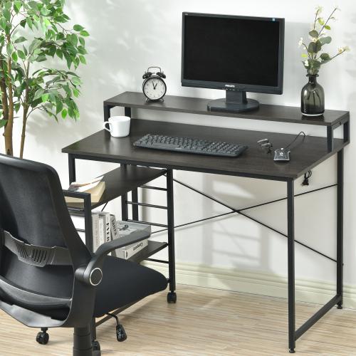 パソコンデスク キャスター付き 棚付き 収納付 自由移動ラック付き PC