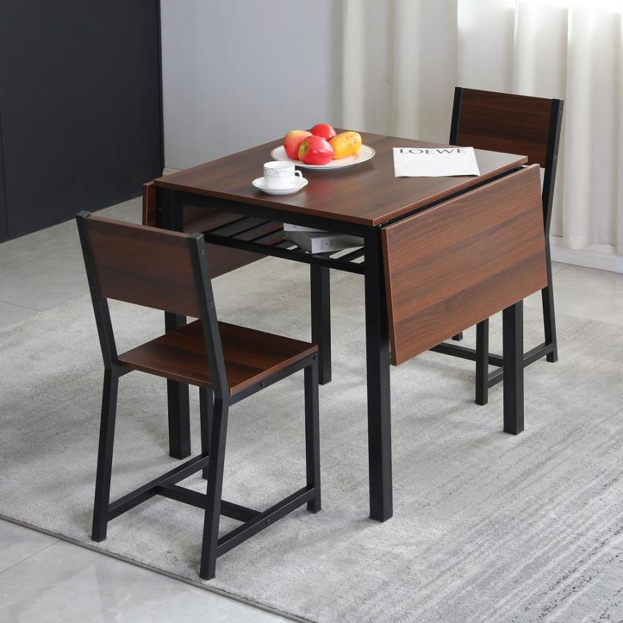 ダイニングセット 3点セット 伸長式 2人掛け ダイニング3点セット 無垢