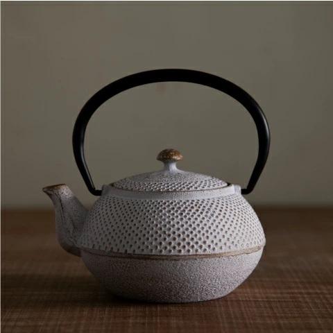 南部鉄器 急須 アラレ 0.4L 白/ゴールド カラーポット 日本製 ロジ