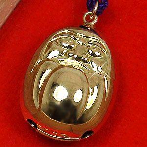 開運お守り根付K18金鈴中達磨携帯ストラップキーホルダー縁起物