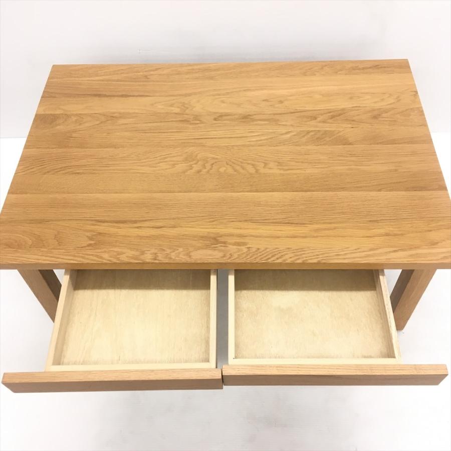 無印良品（MUJI） 中古 人気 無垢材ローテーブル オーク材 引き出し