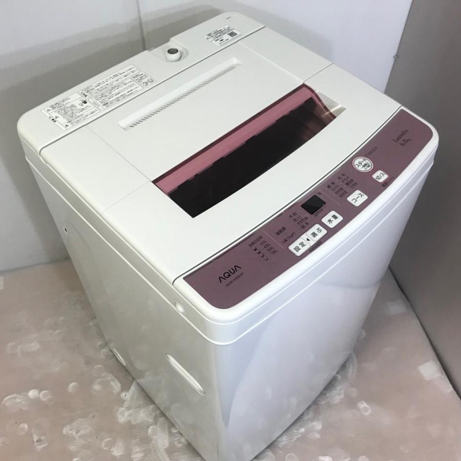 中古 6.0kg 全自動洗濯機 ハイアール（アクア） ピンクカラー AQW-KS6E